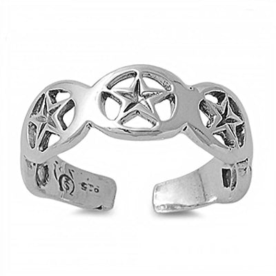 Sterling Silver Facny Multi Satr Design Toe RingAnd  Width 5MM