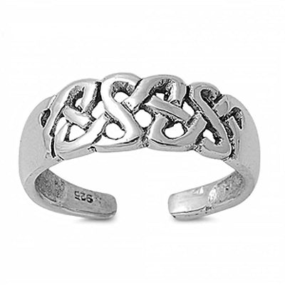 Sterling Silver Fancy Celtic Knots Design Toe RingAnd Face Height 6 MM