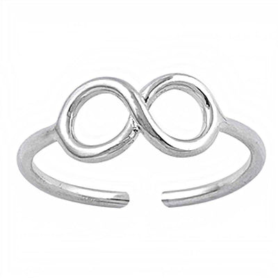 Sterling Silver Toe Ring with Classy Infinity DesignAnd Face Height 5 MM
