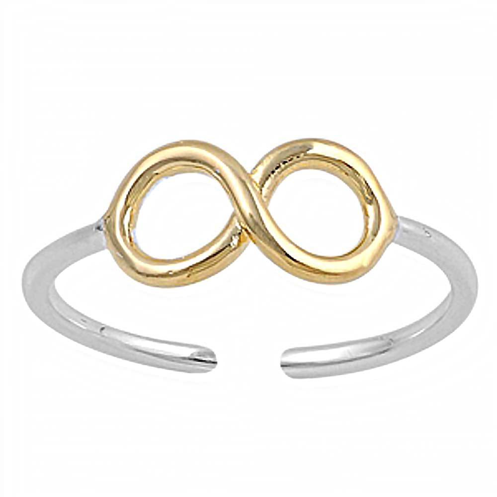 Sterling Silver Toe Ring with Classy Yellow Gold Infinity DesignAnd Face Height 5 MM