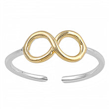 Load image into Gallery viewer, Sterling Silver Toe Ring with Classy Yellow Gold Infinity DesignAnd Face Height 5 MM