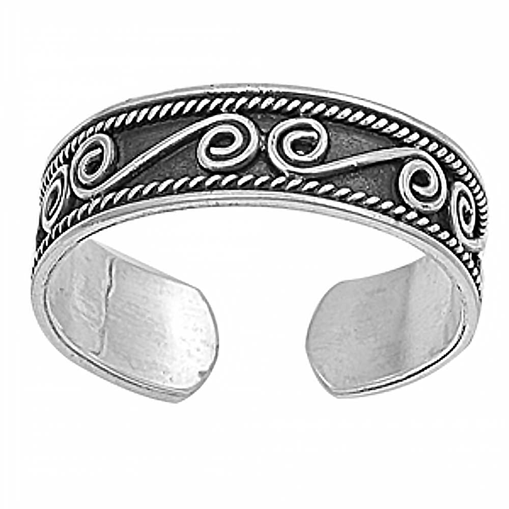 Sterling Silver Fancy Bali Design Toe RingAnd Face Height 5 MM