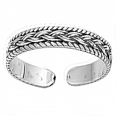 Sterling Silver Round Bali Design Toe Ring