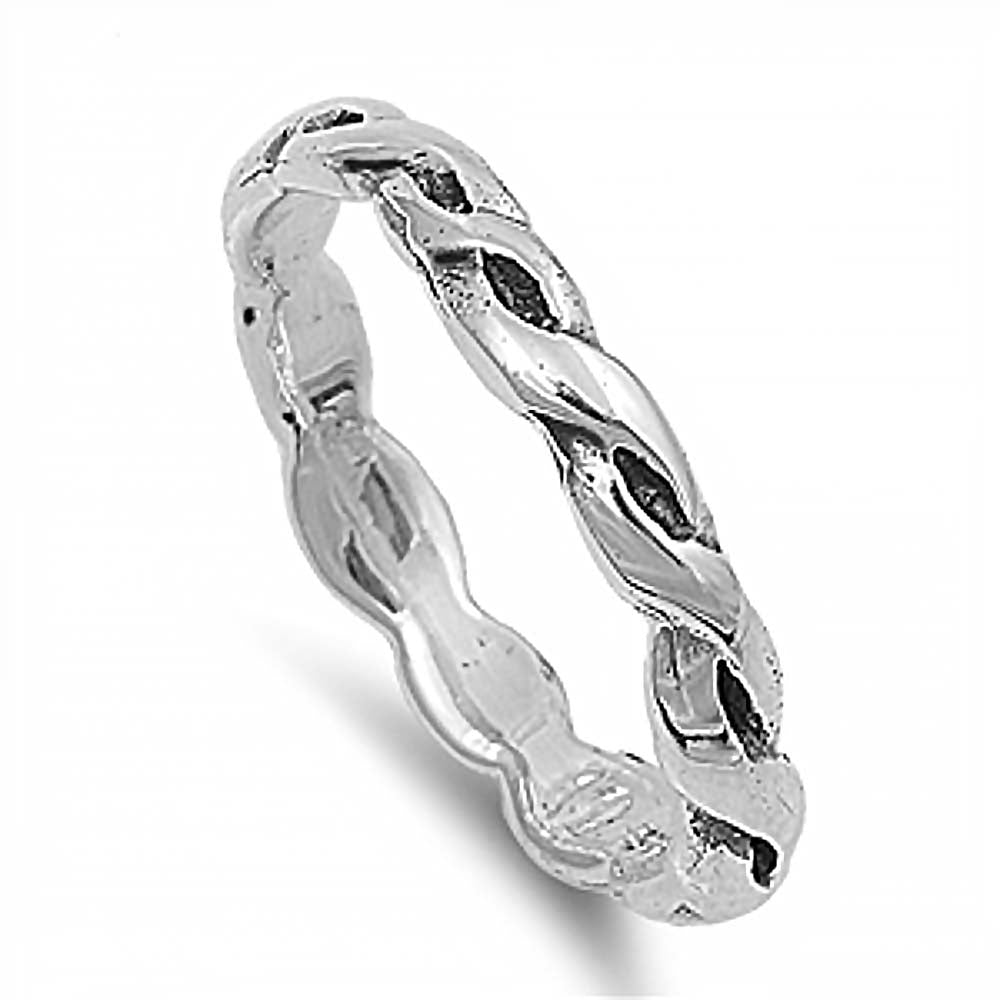 Sterling Silver Rope Design Toe RingAnd Face Height 3 MM
