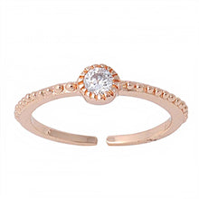 Load image into Gallery viewer, Sterling Silver Rose Gold Plated Thin Toe Ring with Centered Simulated DiamondAnd Face Height 4 MM
