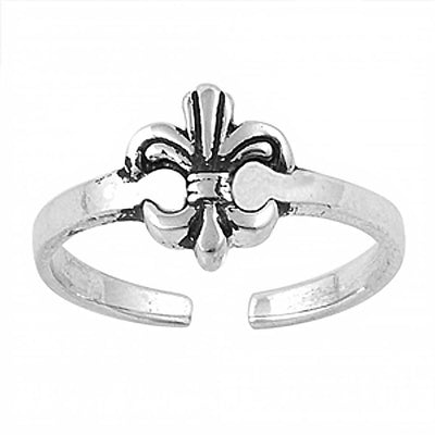Sterling Silver Classy Fleur De Lis Toe RingAnd Face Height 7 MM
