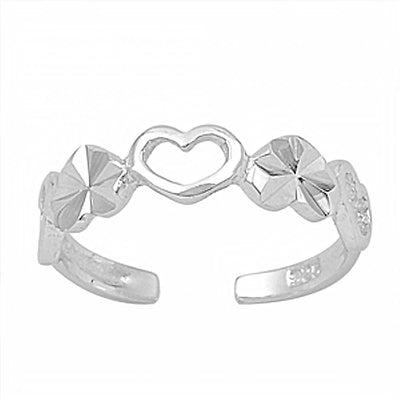 Sterling Silver Multi Heart Design Toe Ring and Face Height 4 MM