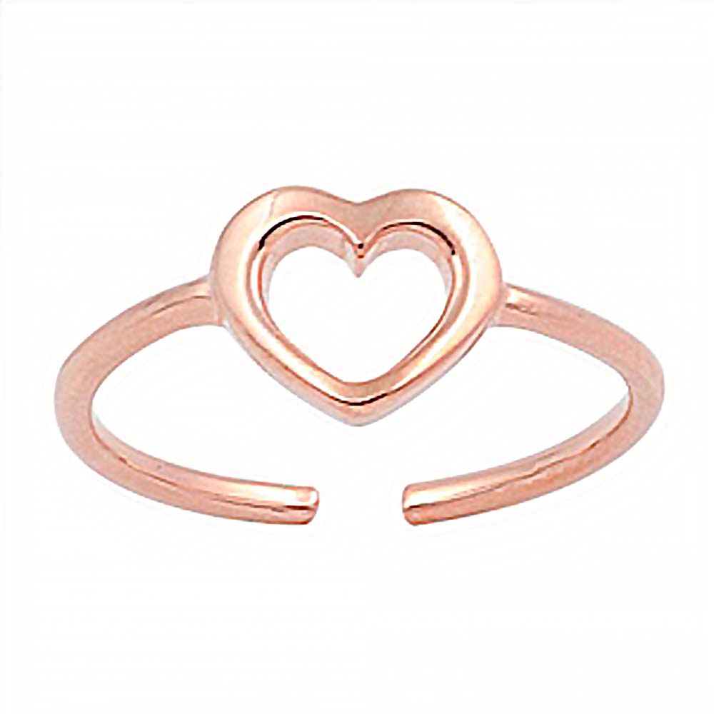 Sterling Silver Rose Gold Thin Heart Toe RingAnd Face Height 6 MM
