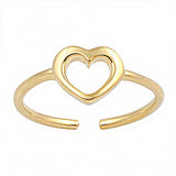 Sterling Silver Yellow Gold Thin Heart Toe RingAnd Face Height 6 MM