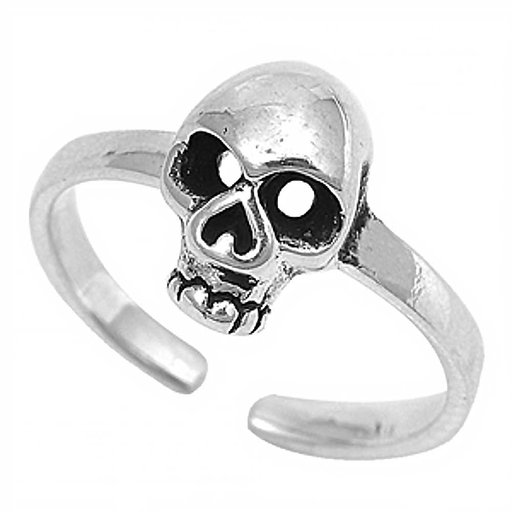 Sterling Silver  Skull Shaped Toe RingAndFace Height 8mm