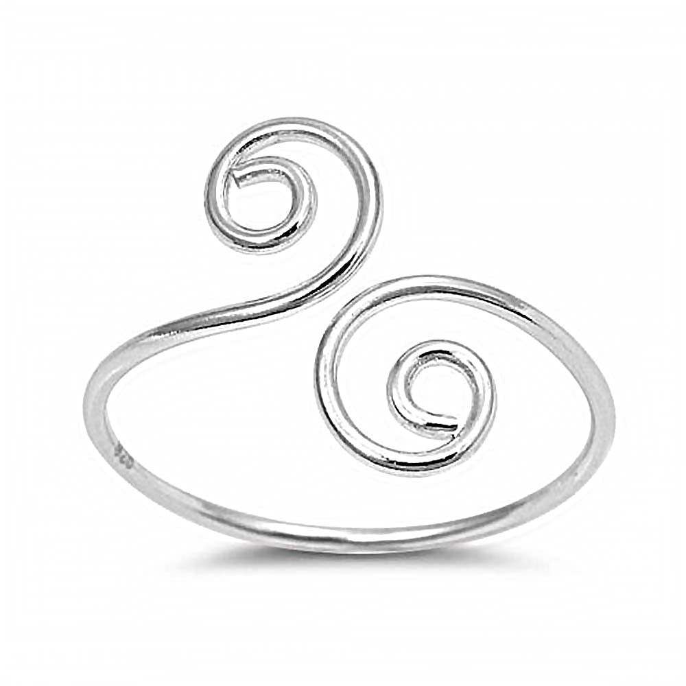 Sterling Silver Clear Spiral Shape Toe RingAndFace Height  3mm
