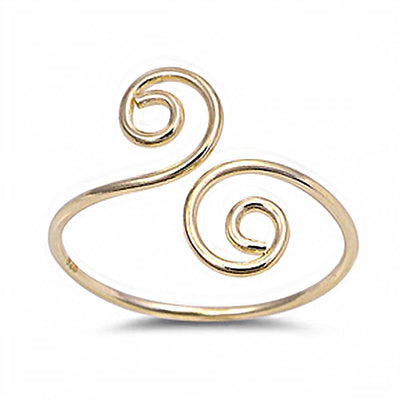 Sterling Silver Yellow goldSpiral Shape Toe RingAndFace Height  3mm