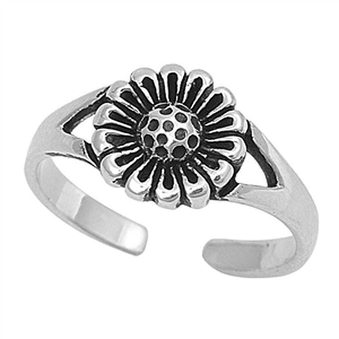 Sterling Silver  Flower Toe Ring