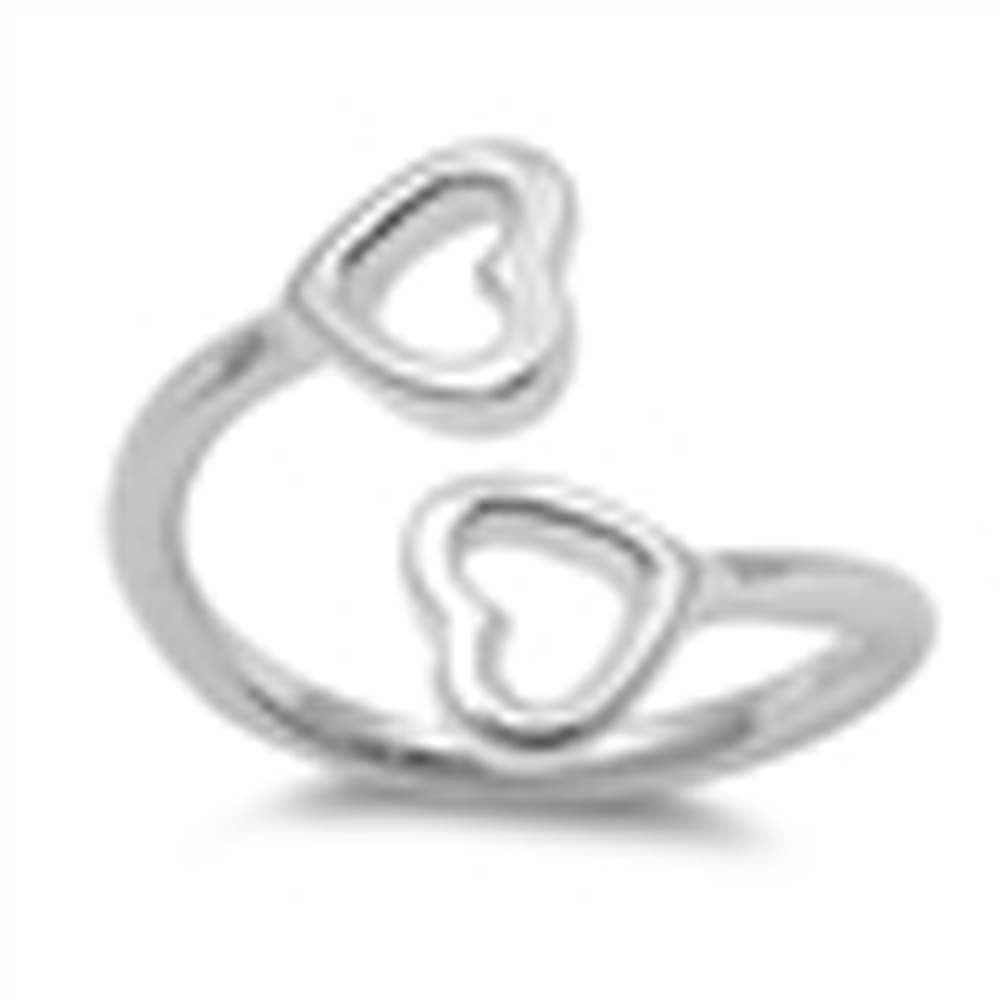 Sterling Silver Heart Shape Toe Ring, Face Height 12mm