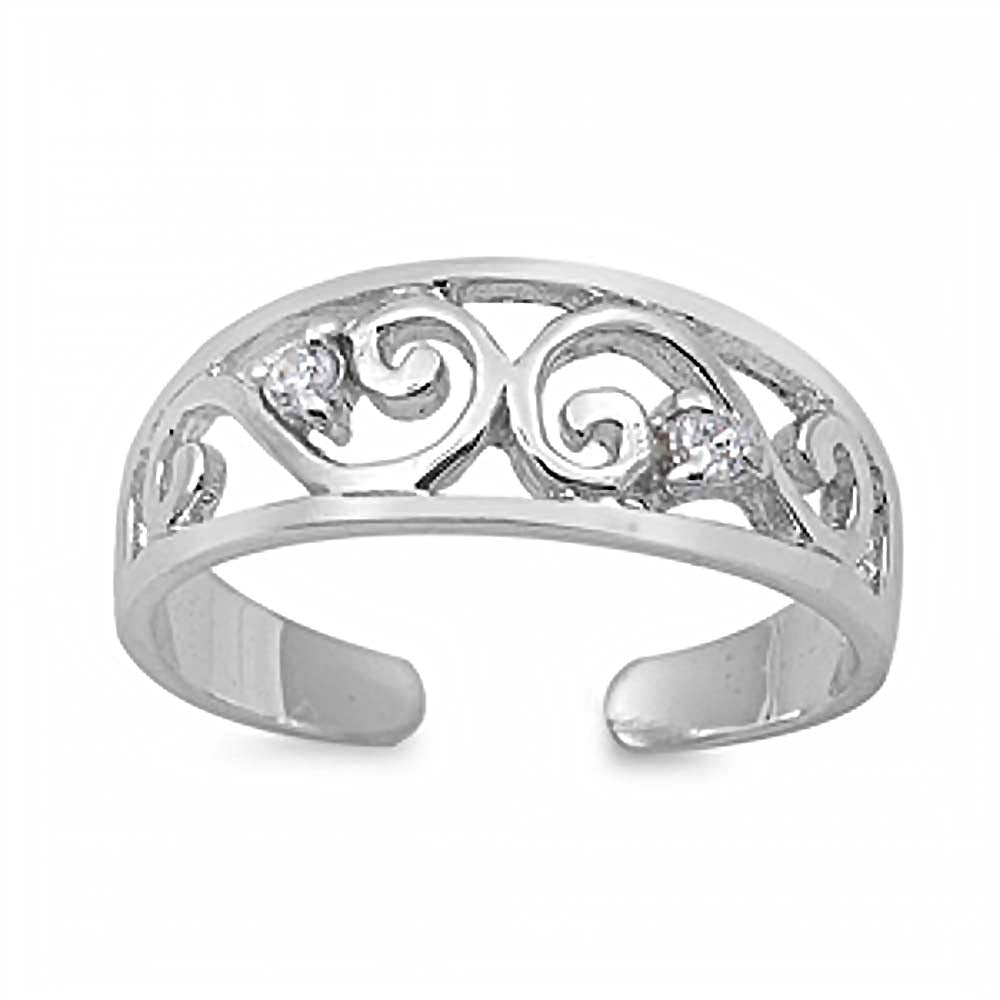 Sterling Silver Curve Shape Toe RingAndFace Height  6mm