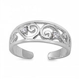 Sterling Silver Curve Shape Toe RingAndFace Height  6mm