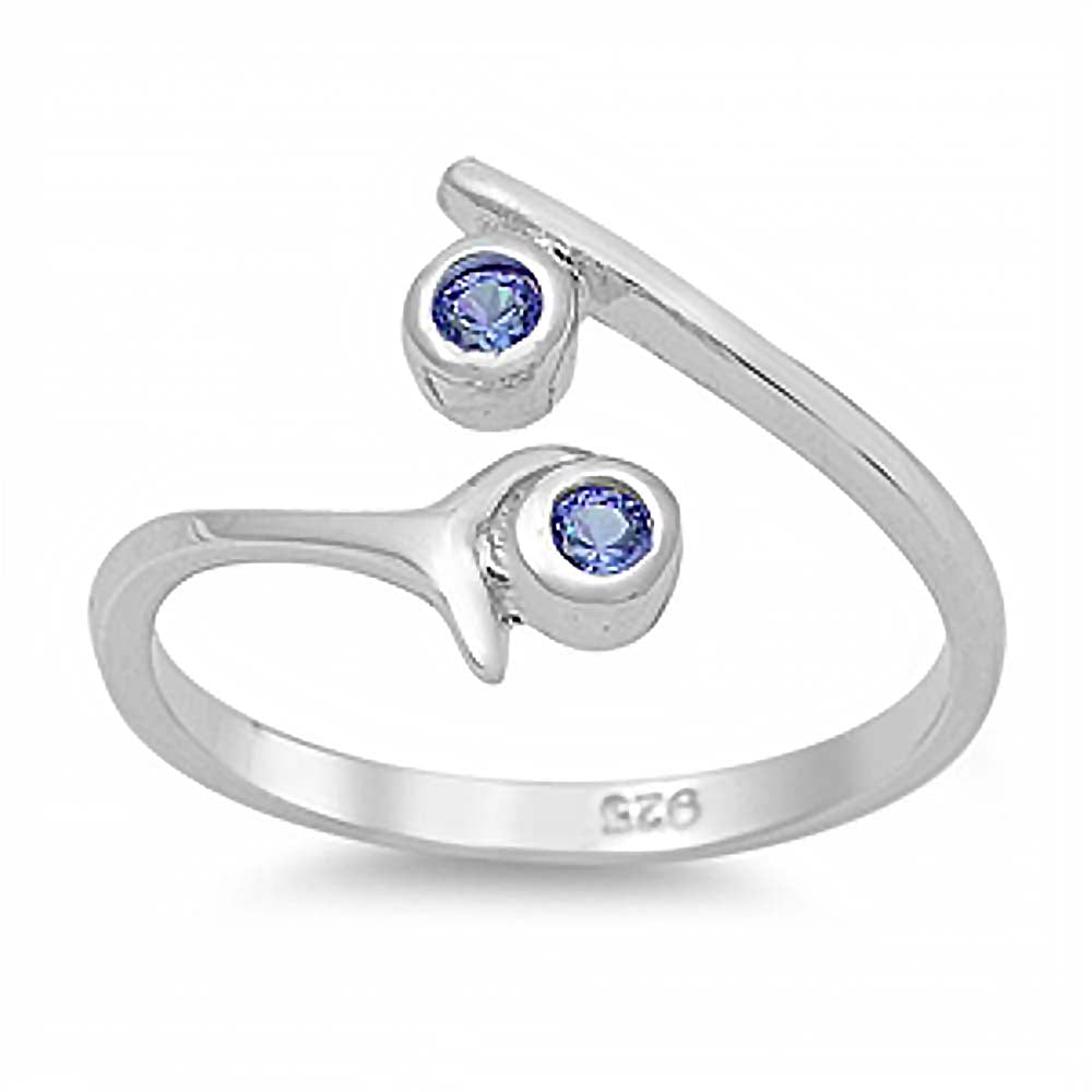Sterling Silver Blue Sapphire Cubic Zirconia Toe RingAndFace Height  10mm