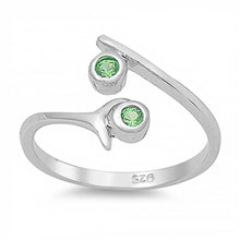 Load image into Gallery viewer, Sterling Silver Emerald Cubic Zirconia Toe RingAndFace Height  10mm