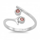 Sterling Silver Garnet Cubic Zirconia Toe RingAndFace Height  10mm
