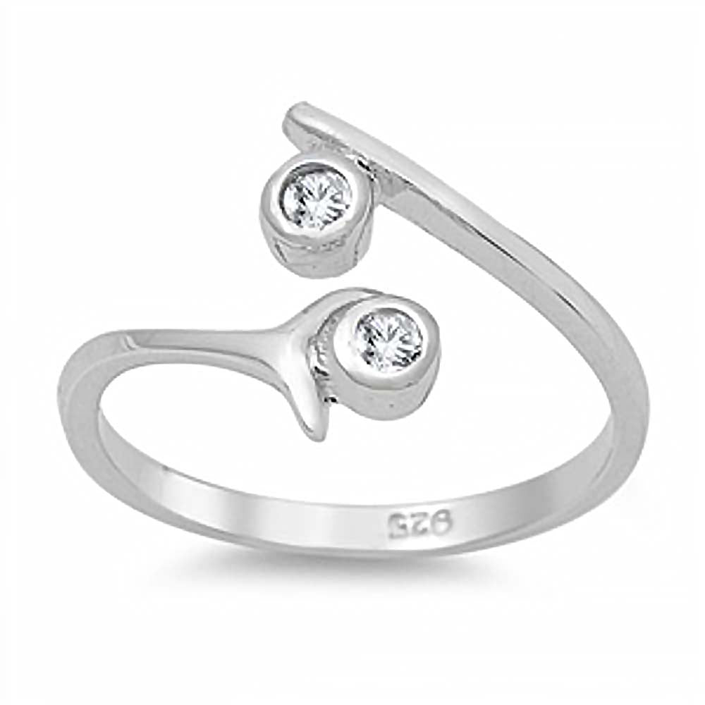 Sterling Silver  Cubic Zirconia Toe RingAndFace Height  10mm