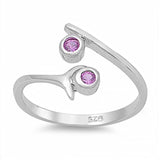Sterling Silver Rose Pink Cubic Zirconia Toe RingAndFace Height  10mm