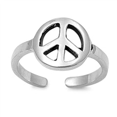 Sterling Silver Peace Sign Toe Ring
