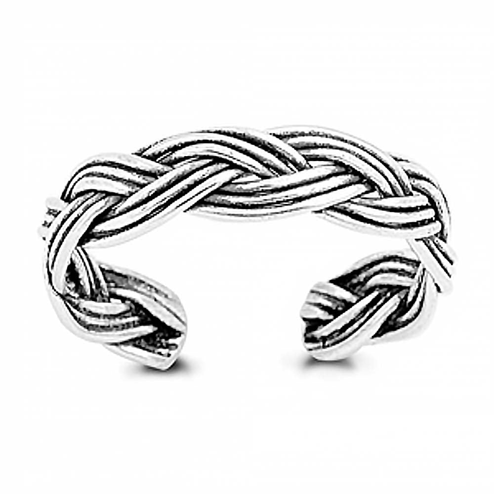 Sterling Silver  Braided Band Shape Toe RingAndFace Height 4mm