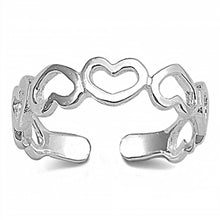 Load image into Gallery viewer, Sterling Silver Hearts Toe Ring