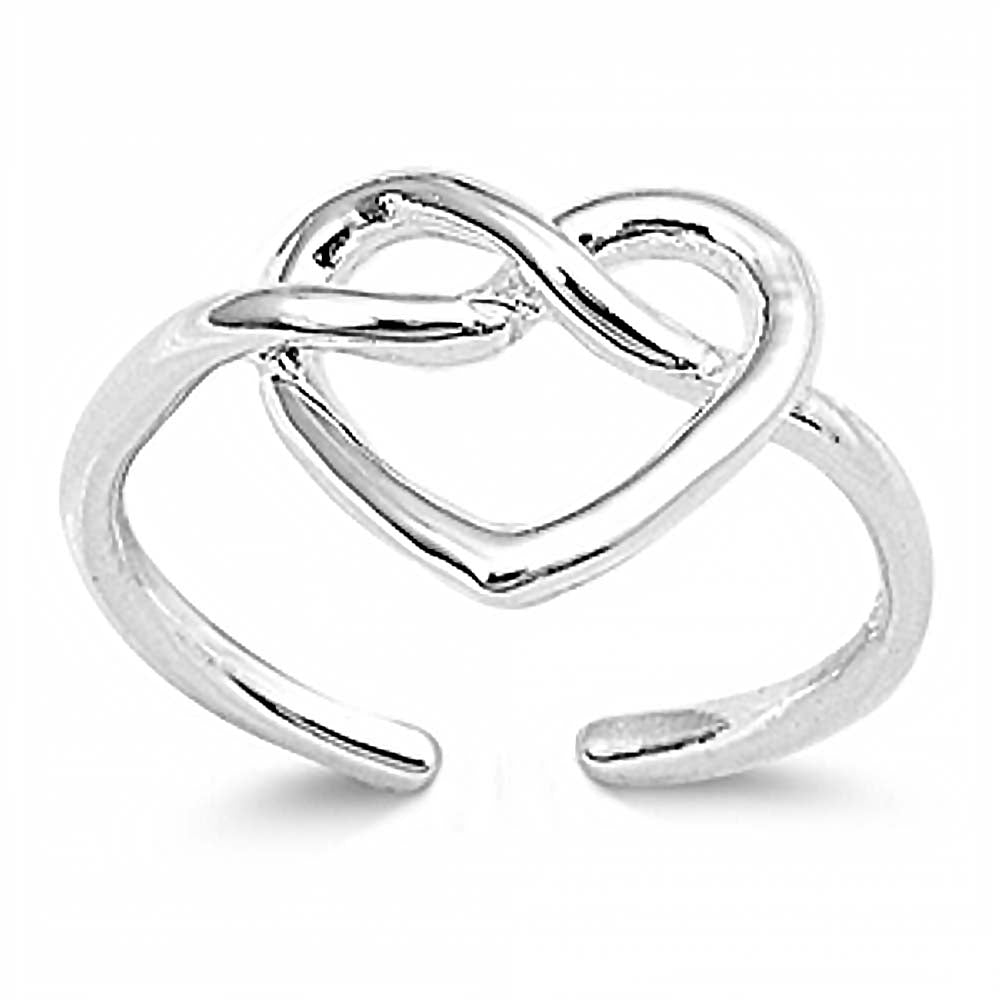 Sterling Silver Pretzel Heart Shape Toe RingAndFace Height 9mm