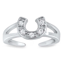 Load image into Gallery viewer, Sterling Silver Horseshoe Cubic Zirconia Shape Toe RingAndFace Height  7mm
