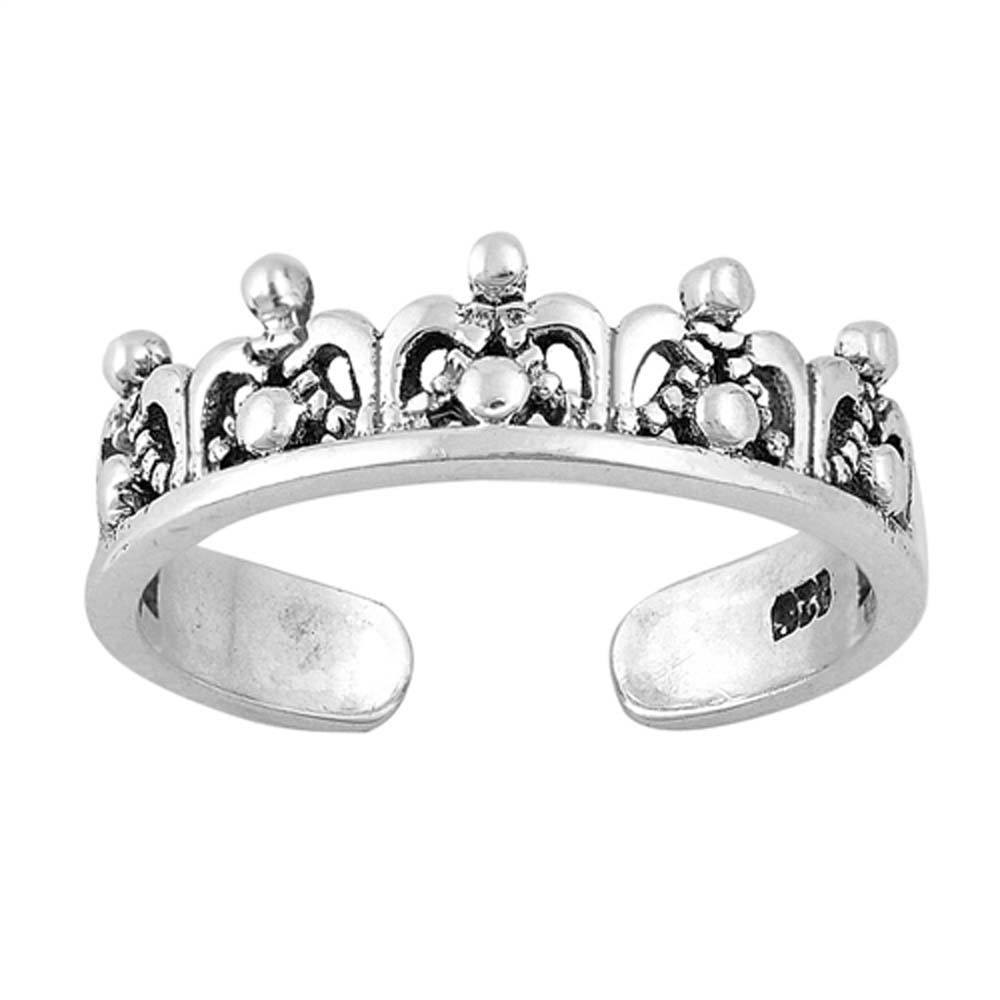 Sterling Silver Crown Shape Toe RingAndFace Height  5mm