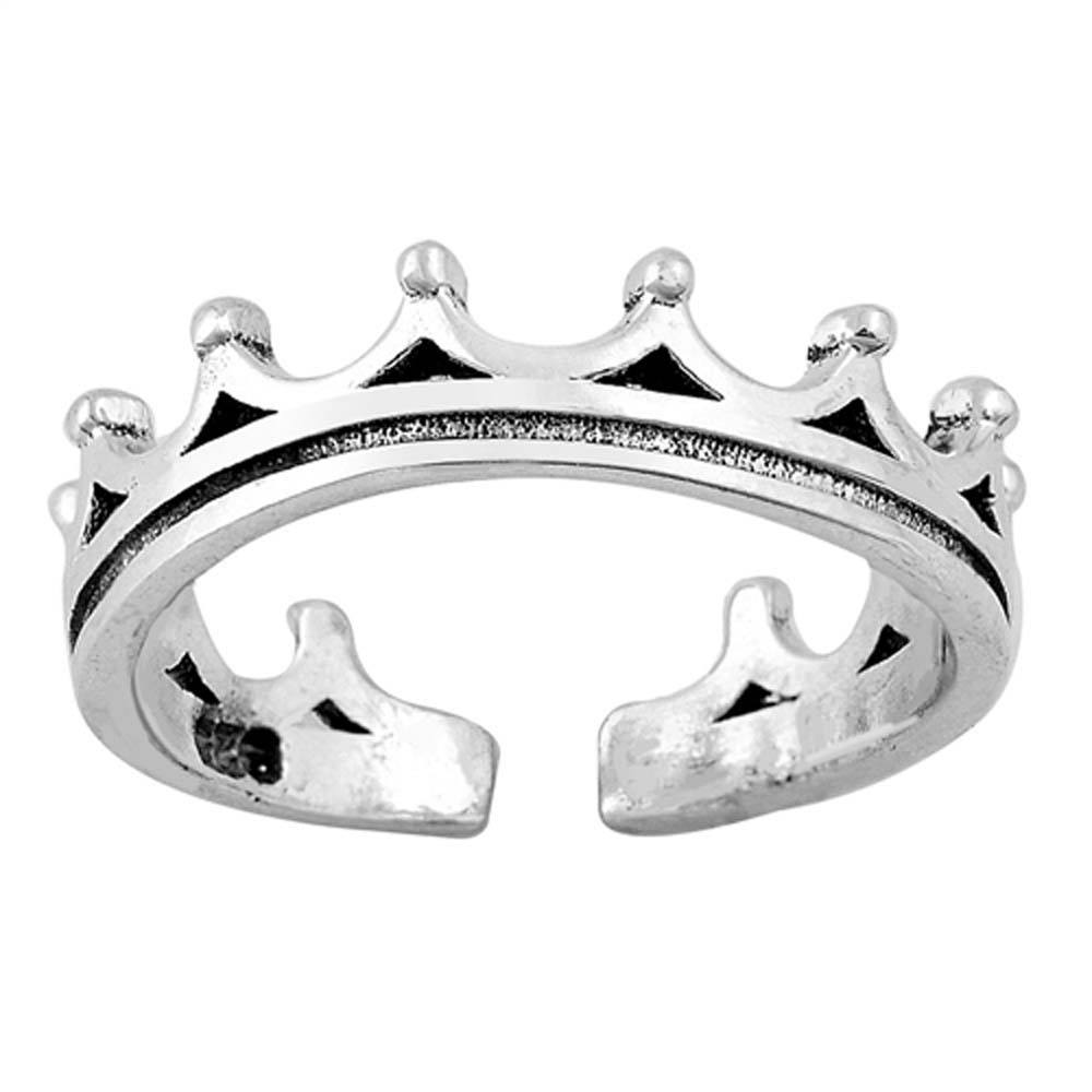 Sterling Silver Crown Shape Toe RingAndFace Height  5mm