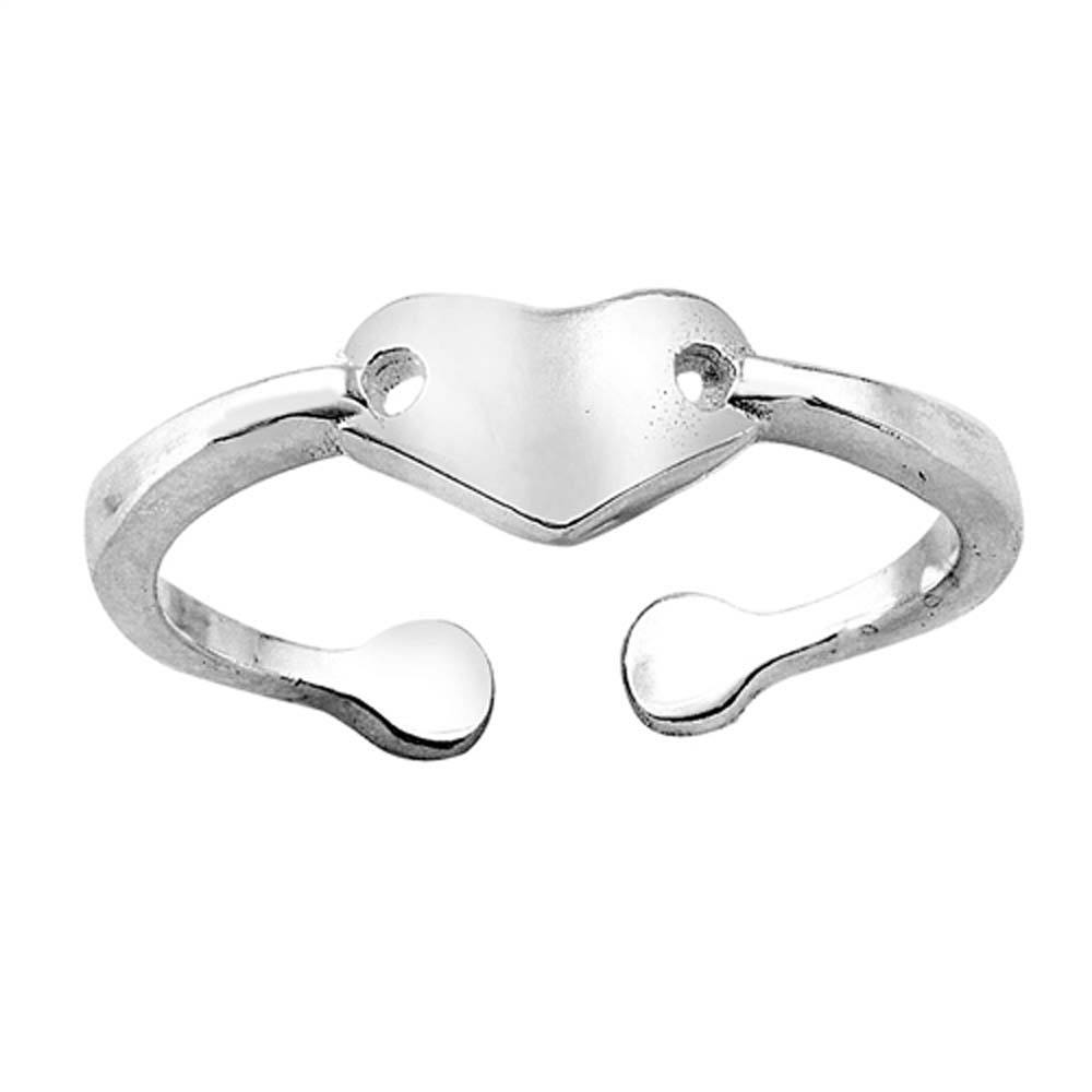 Sterling Silver Heart Shape Toe RingAndFace Height  5mm