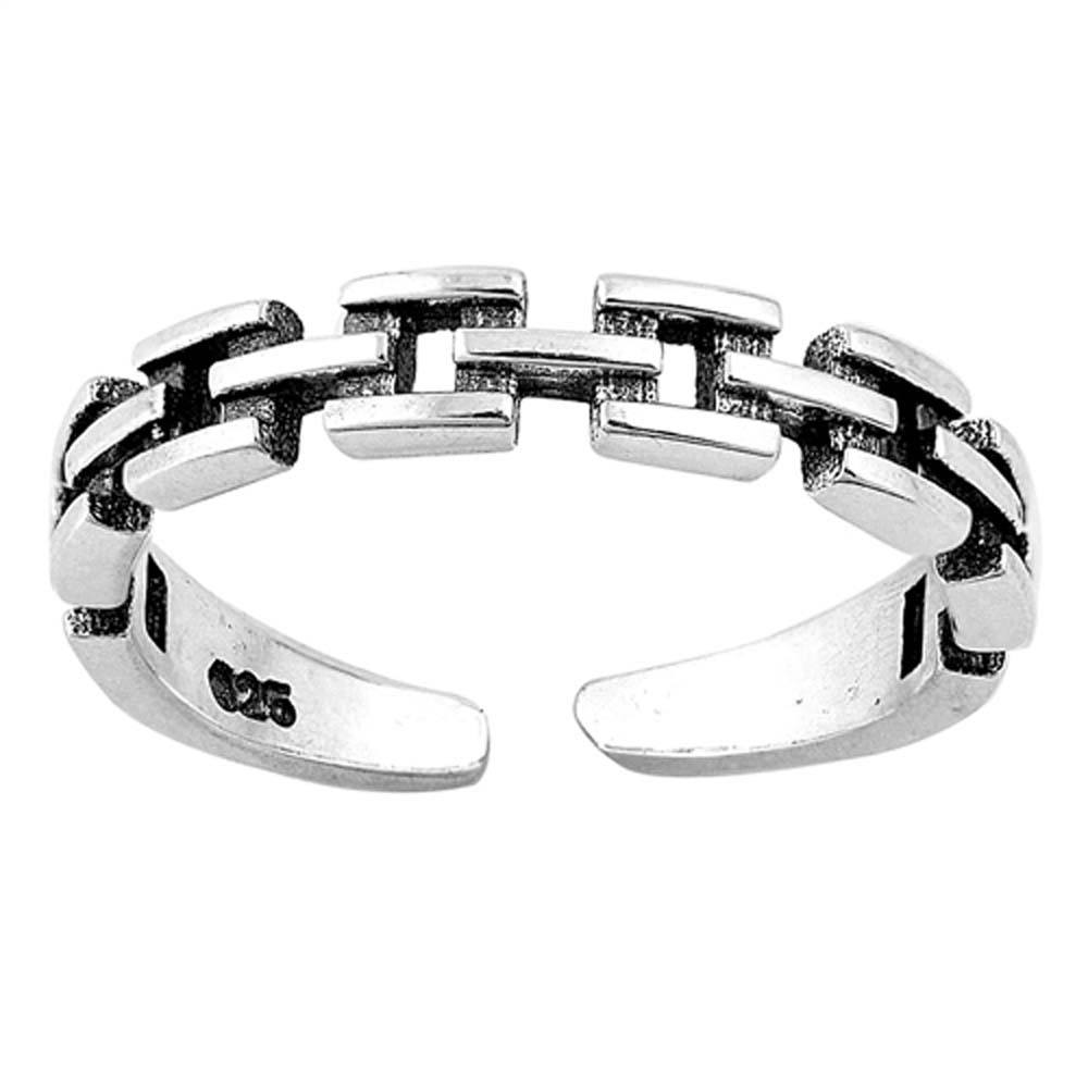 Sterling Silver linked Shape Toe RingAndFace Height  3mm