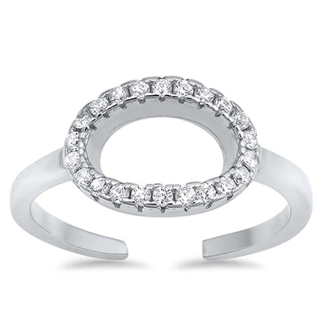 Sterling Silver Oval Cubic Zirconia Shape Toe RingAndFace Height  7mm