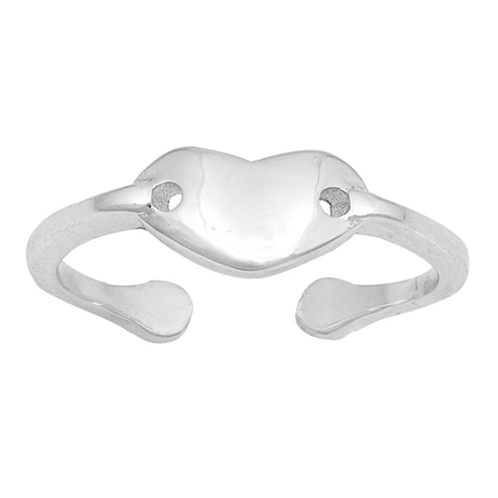 Sterling Silver Heart Shape Toe RingAndFace Height  5mm