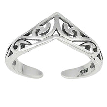 Load image into Gallery viewer, Sterling Silver V Shaped Filigree Shape Toe RingAndFace Height  6mm