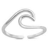 Sterling Silver Wave Shape Toe RingAndFace Height 9mm