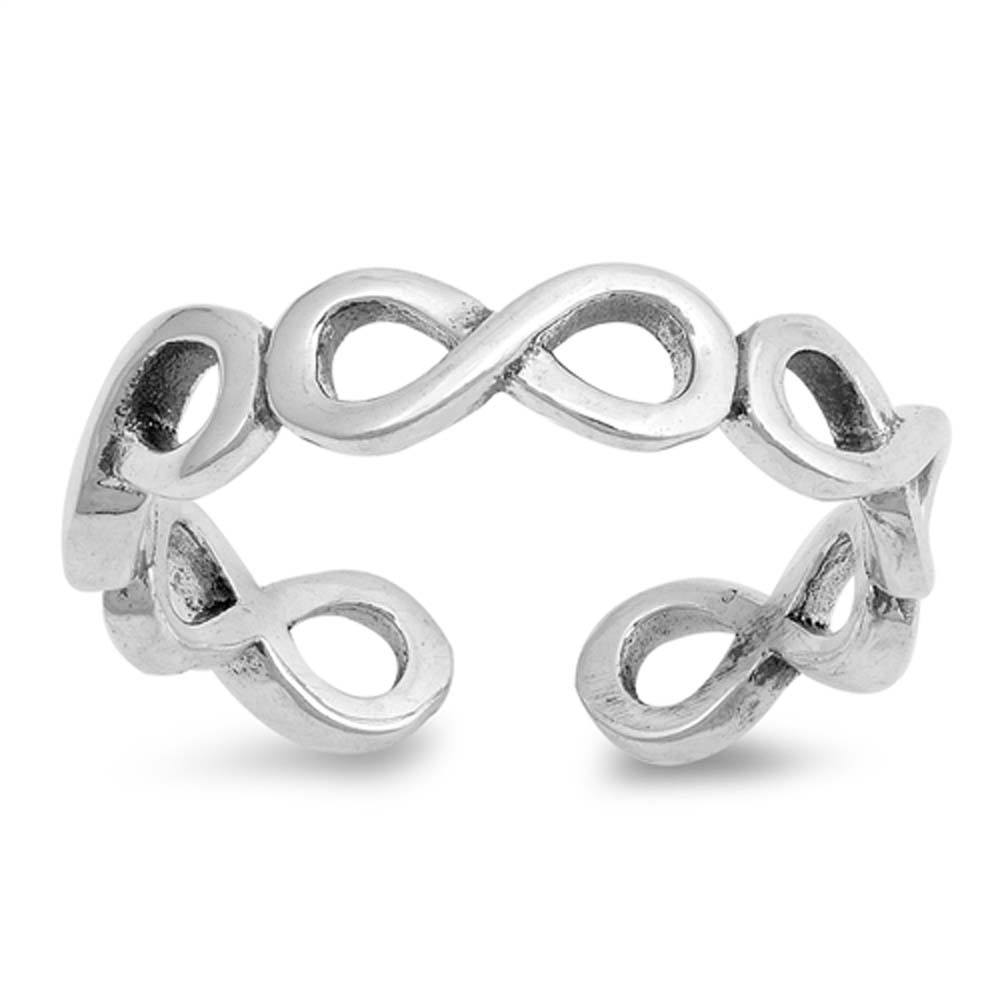 Sterling Silver Wraparound Infinity Signs Shape Toe RingAndFace Height 4mm