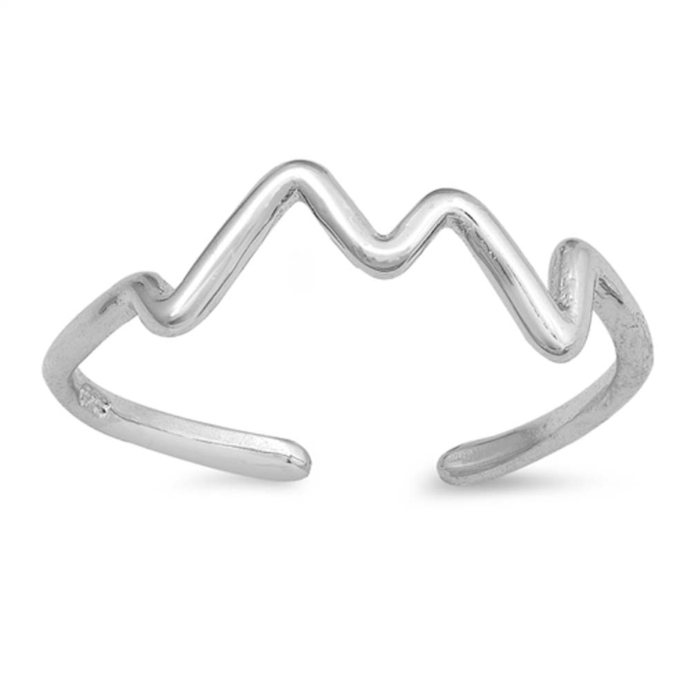 Sterling Silver Zig Zag Shape Toe RingAndFace Height  4mm