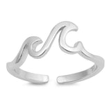 Sterling Silver Little Waves Shape Toe RingAndFace Height 5mm