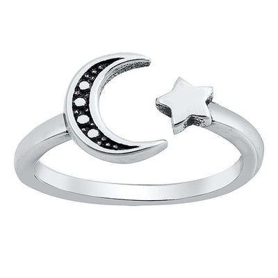 Sterling Silver Moon and Star Toe Ring