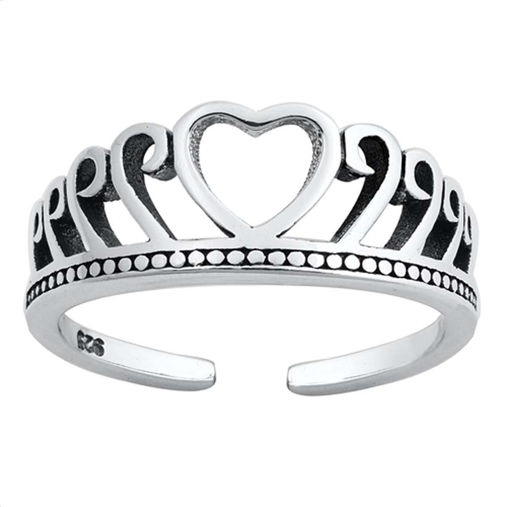 Sterling Silver  Heart Crown Toe Ring