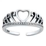 Sterling Silver  Heart Crown Toe Ring