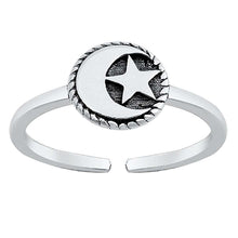 Load image into Gallery viewer, Sterling Silver Moon And Star Toe Ring