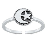 Sterling Silver Moon And Star Toe Ring