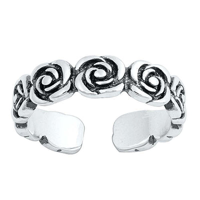 Sterling Silver Flowers Toe Ring