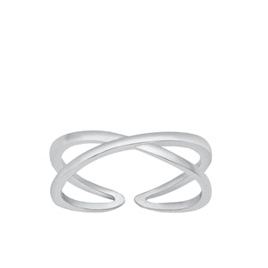 Sterling Silver Oxidized Crisscross Toe Ring