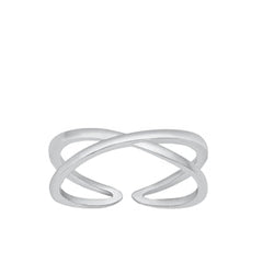 Sterling Silver Oxidized Crisscross Toe Ring