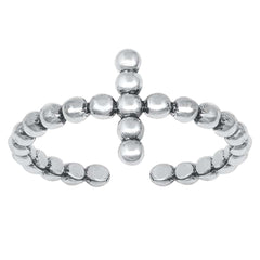 Sterling Silver Oxidized Beaded Cross Toe Ring
